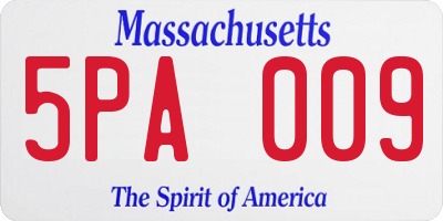 MA license plate 5PA009