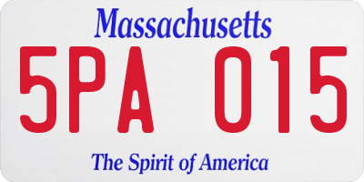 MA license plate 5PA015