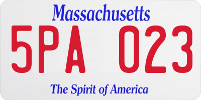 MA license plate 5PA023