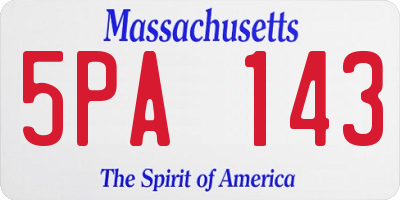 MA license plate 5PA143