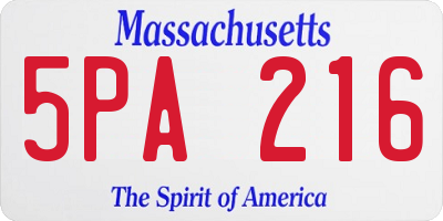 MA license plate 5PA216