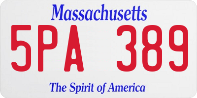 MA license plate 5PA389