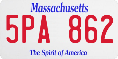 MA license plate 5PA862