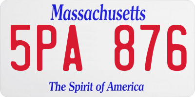 MA license plate 5PA876