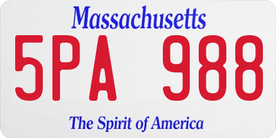 MA license plate 5PA988