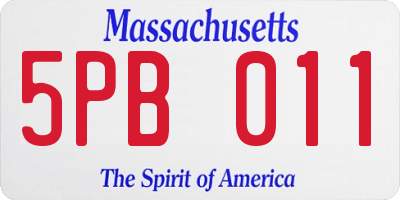 MA license plate 5PB011