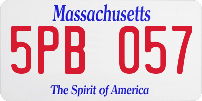MA license plate 5PB057