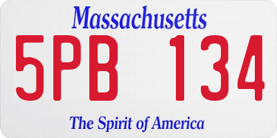 MA license plate 5PB134