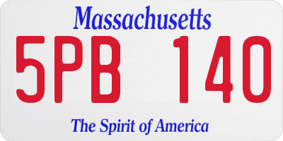 MA license plate 5PB140