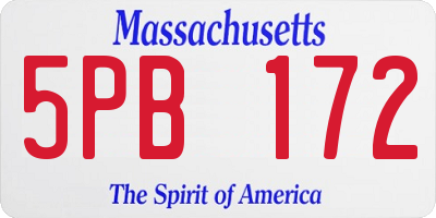 MA license plate 5PB172