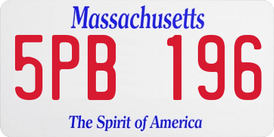 MA license plate 5PB196