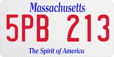 MA license plate 5PB213