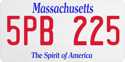 MA license plate 5PB225