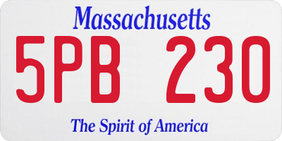 MA license plate 5PB230