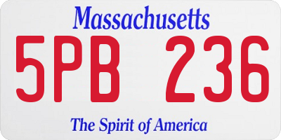 MA license plate 5PB236