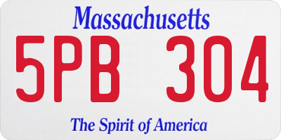 MA license plate 5PB304