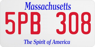 MA license plate 5PB308