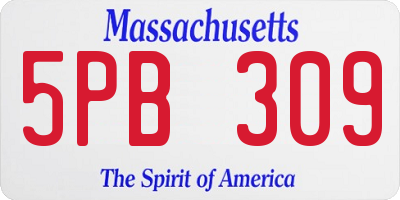 MA license plate 5PB309