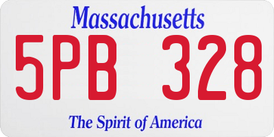 MA license plate 5PB328