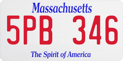 MA license plate 5PB346