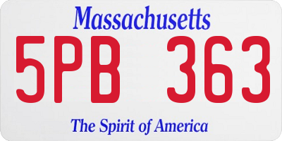 MA license plate 5PB363