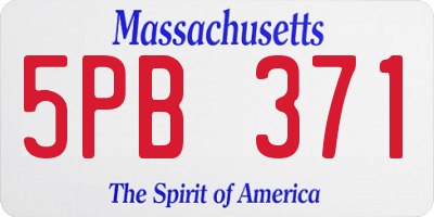 MA license plate 5PB371