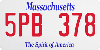MA license plate 5PB378