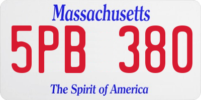MA license plate 5PB380