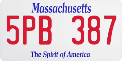 MA license plate 5PB387
