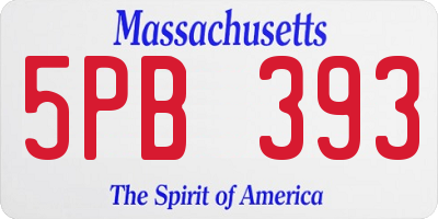 MA license plate 5PB393