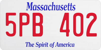 MA license plate 5PB402