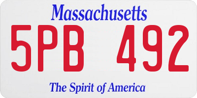 MA license plate 5PB492