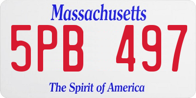MA license plate 5PB497