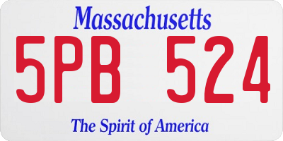 MA license plate 5PB524
