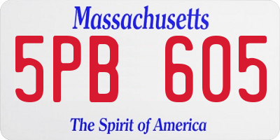 MA license plate 5PB605