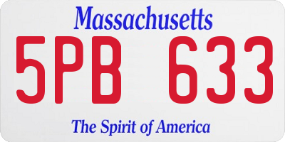 MA license plate 5PB633