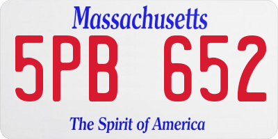 MA license plate 5PB652