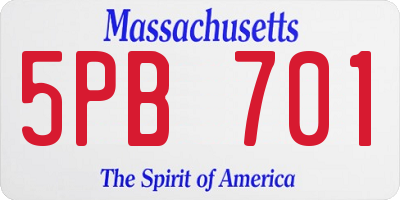 MA license plate 5PB701