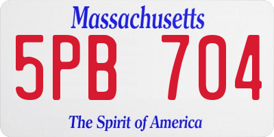 MA license plate 5PB704
