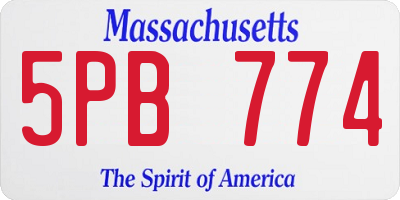 MA license plate 5PB774