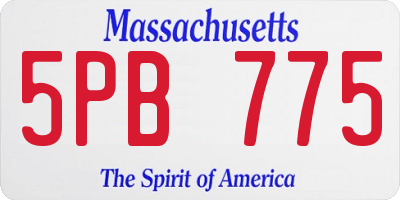 MA license plate 5PB775