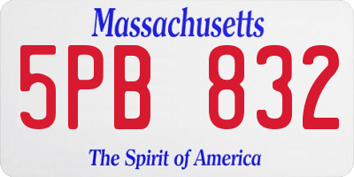 MA license plate 5PB832