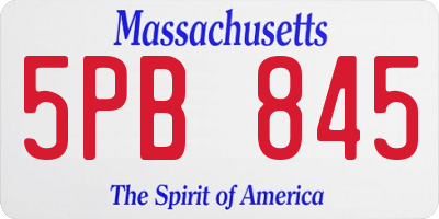 MA license plate 5PB845