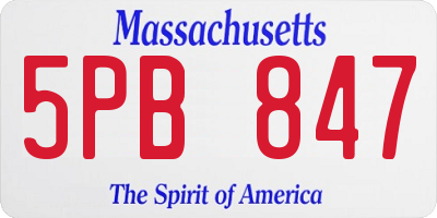 MA license plate 5PB847