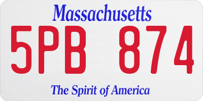 MA license plate 5PB874