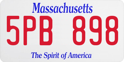 MA license plate 5PB898