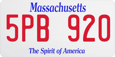 MA license plate 5PB920
