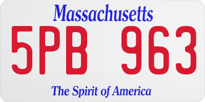 MA license plate 5PB963