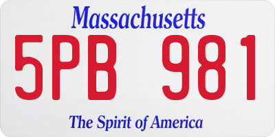 MA license plate 5PB981