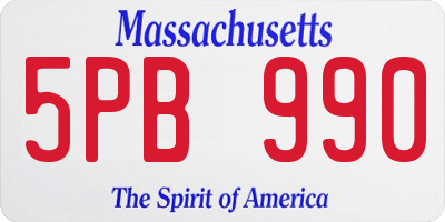 MA license plate 5PB990